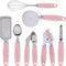 COOK WITH COLOR 7 Pc Kitchen Gadget Set, Stainless Steel Utensils with Soft Touch Handles, Pink