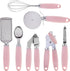 COOK WITH COLOR 7 Pc Kitchen Gadget Set, Stainless Steel Utensils with Soft Touch Handles, Pink