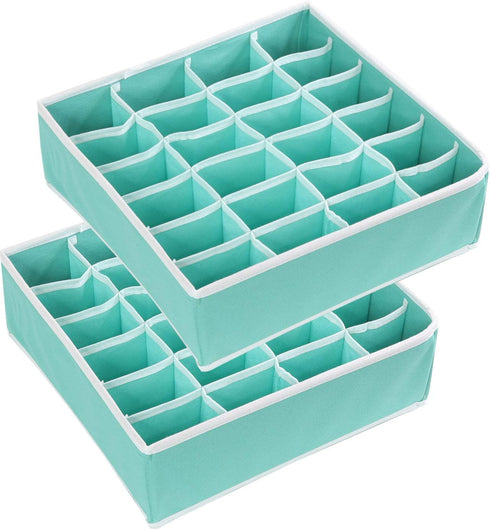 Simple Houseware 2 Pack Closet Sock Organizer - 24 Cell Drawer Divider, Turquoise