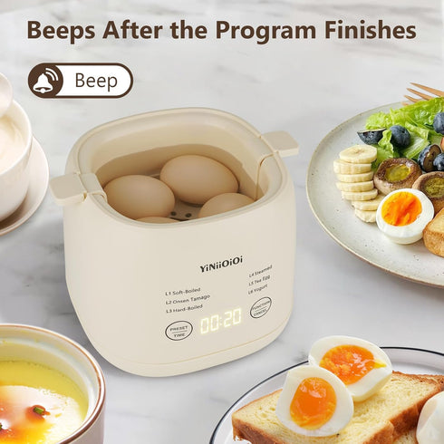 Rapid Egg Cooker, 6 in 1 Electric Egg Boiler for Hard Boiled, Soft Boiled, Egg Custard with Auto Shut Off - No BPA