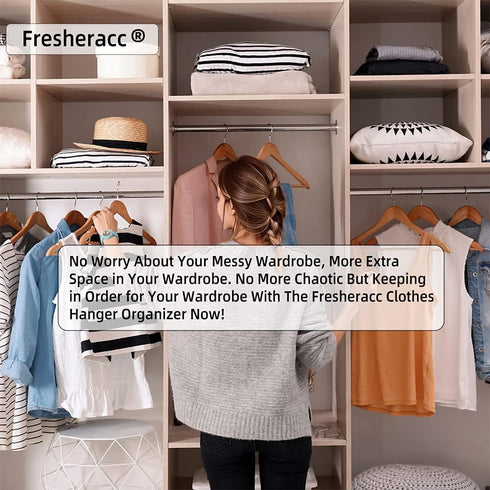 Fresheracc Clothes Hanger Organizer Holder for Space Saving, Triangle Storage Bag with Handles for Closet Tidier