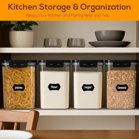 5.3L/179Oz, 4pcs Large Thicker Food Storage Containers with Lids Airtight Plastic Pantry Storage Container for Dry