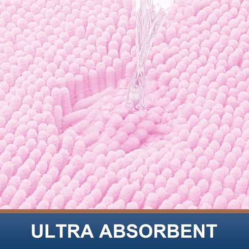 smiry Luxury Chenille Bath Rug 36''x24'', Extra Soft Absorbent Shaggy Bathroom Mat, Machine Washable Non-Slip