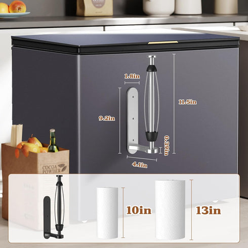 Swaitee Magnetic Paper Towel Holder for Fridge - No Drill, One Hand Tear with Ratchet Mechanism, Silver, Self-Adhesive