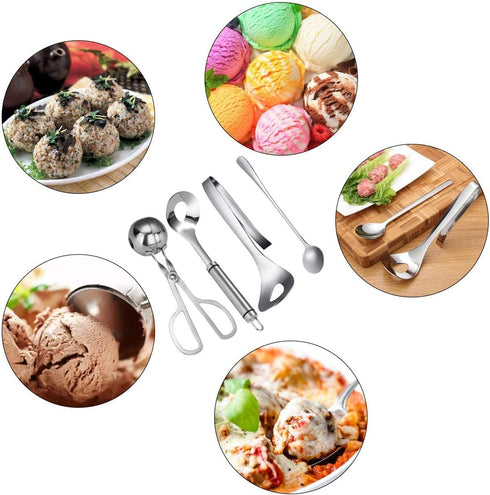 4 Pcs Meatball Spoon Set, Non-Stick Meatball Maker with Long Handle for Kitchen Cooking