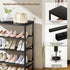 4-Tier Mavivegue Shoe Rack Organizer, Metal Shoe Storage with Non-Woven Fabrics Shelves and Wooden Top Board, Shoe Rack