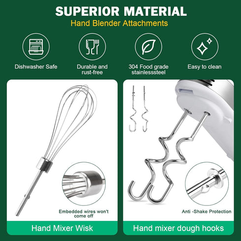 Hand Mixer Beaters for KitchenAid - Dough Hooks & Whisk Attachment, KHMPW Stainless Steel Egg Beater/Whisk, 3PCS