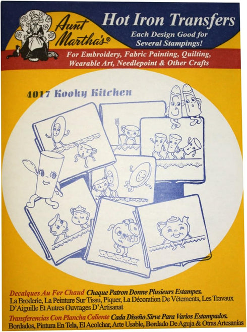 Aunt Martha's Iron On Transfer Patterns, Set of 5 for Stitching, Embroidery or Fabric Painting