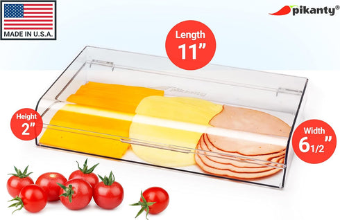 Pikanty Deli Meat Container | Airtight Food Storage Box with Hinged Lid | Cheese and Cold Cuts Holder for Refrigerator