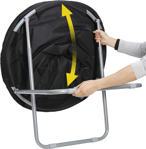 Saturnpower Faux-Fur Folding Chair, Moon Chair Soft Lounge Chair for Lounging, Bedroom, Dorm Rooms or Apartments, Black