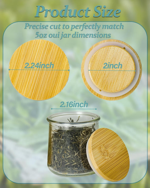 4 Pack 4 5Oz Oui Yogurt Jar Lids with Labels, Food-Grade Bamboo Lids for Oui Yogurt Jars, Reusable Wooden Canning