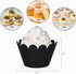 KPOSIYA Set of 100 Artistic Bake Cake Cups Filigree Little Vine Lace Laser Cut Cupcake Wrapper Liner Baking Cup Muffin CaseTrays for Wedding Birthday Party Decoration-Best Kitchen Gift (Black)