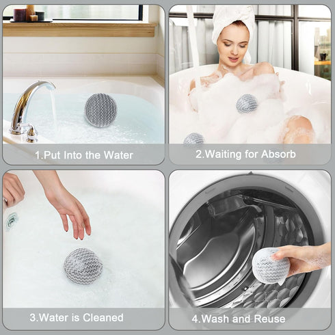 6 Pack JULMELON Hot Tub Scum Absorber, Spa & Pool Scum Eliminating Balls Reusable Hot Tub Oil Absorbing Sponge Washable