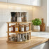 3-Tier Countertop 9.5 9.5 9.5 Inch Goaste Bamboo Corner Shelf, Kitchen Storage Organizer, Cabinet Plate Rack for Pantry