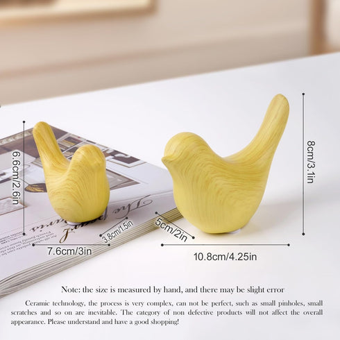 2 Pcs Ceramic Small Bird Figurines Modern Animal Statues for Home Room Decor and Bedroom Decor and Bookshelf Display