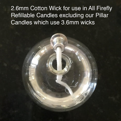 USA Firefly Brand - 5 Feet of 2.6mm Braided Eco Cotton Wick for Oil Lamps and Candles