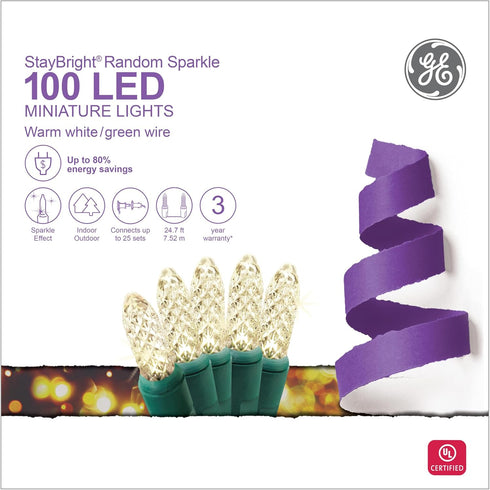 GE 100 LED StayBright Miniature White Light String with Random Sparkle