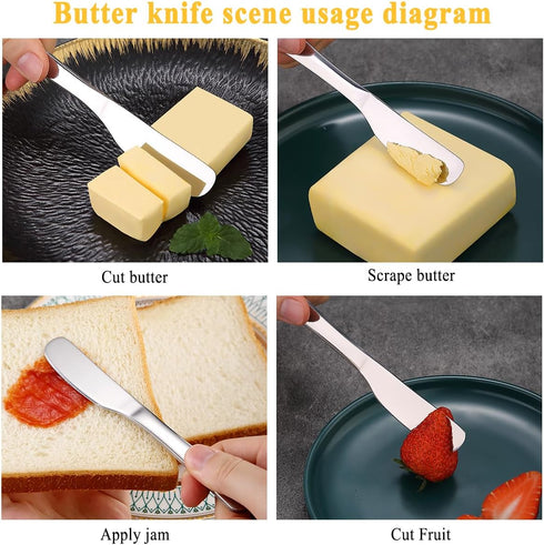 Set 4 Homquen Stainless Steel Butter Knife, Butter Spreader, Butter Knives, Butter Spreader Knife for Kitchen