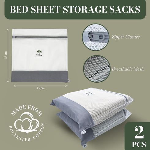 Sheet Sack for Bed Sheet Organization and Storage, 2 Pack (KingXL) for Home Linen Closet