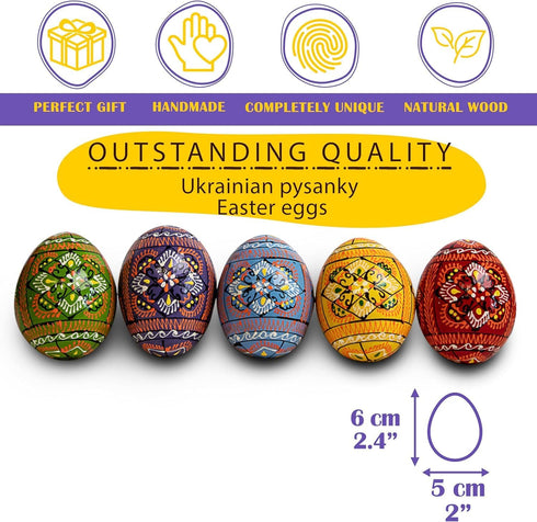 5 2,5 SHSH trade group Lot Easter Eggs Decor Pysanky Eggs Hand Painted Wooden Ukrainian Easter Eggs Pysanka - Decorated