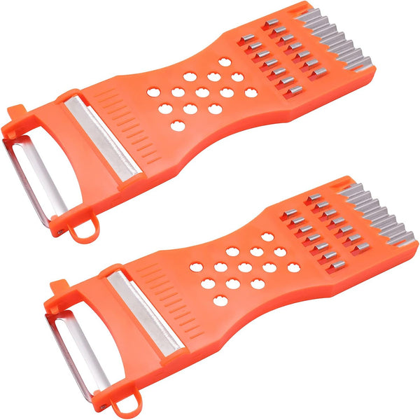 2Pcs Handheld Plastic Multifunction Kitchen Peeler Grater Slicer Tool for Vegetable, Fruit, Cucumber, Potato, Carrots,