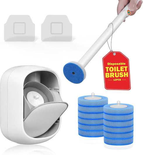 TidyTale Disposable Toilet Cleaner Wand and Holder Set, Wall Mounted Toilet Bowl Brush