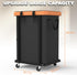 150L (40 Gal) Large Fashion Laundry Basket with Wheels, Leather Patchwork Rolling Hamper Carts, Sturdy Metal Frame