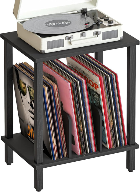 HOOBRO Small End Table, 2-Tier Record Player Stand Vinyl Record Turntable Stand