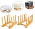 2 Pcs Household Kitchen Natural Bamboo Drain Dish Rack, Multifunctional Cup and Book Storage Rack, 8"(L) x 4.5"(W) x