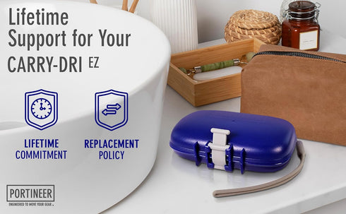Carry-Dri EZ Travel Bar Soap Container & Dish - Durable Leakproof Soap Holder with Patented Air Vents, Blue-Red