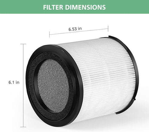KJ150F-C02 True HEPA Replacement Filter for SilverOnyx 5-Speed Air Purifier, Large Room 500 sq ft for Pets, Smoke