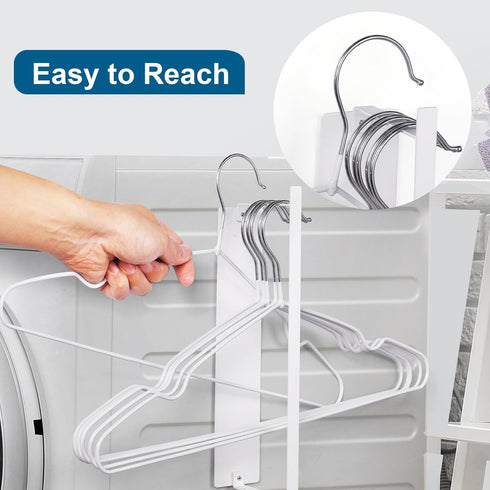 Magnetic Hanger Organizer Stacker, Clothes Hanger Storage Rack for Closet Laundry Room Washing Machine, White