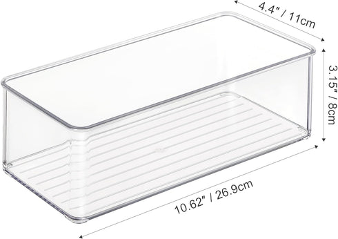 4 PACK Heyuzb Freezer Organizer Bins Clear Stackable Storage Bins for Fridge Organization and Storage