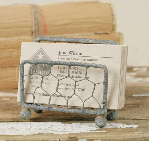 Chicken Wire Business Card Holder with Barn Roof Finish