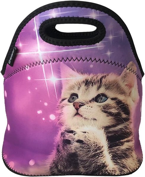 Wrapables Insulated Neoprene Lunch Bag, Cute Kitty