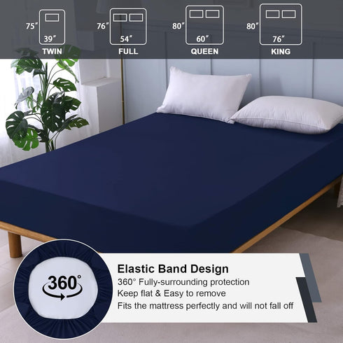 Twin Mattress Protector Waterproof - Fitted Sheet Style Breathable Cooling Cover with Deep Pocket Fits Up to 18'',