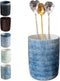 Stoneware Coffee Spoon Holder Jar, Upright Teaspoon Holder for Coffee Stirrers, Small Utensil Holder (Sea Blue)