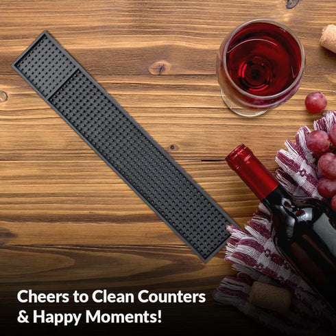 Countertop 23" 3.25" (2 Pack) Bar Mats for by ProTensils - x Bar Rail Mat, Black Rubber Bar Mats for Bartending, Bar