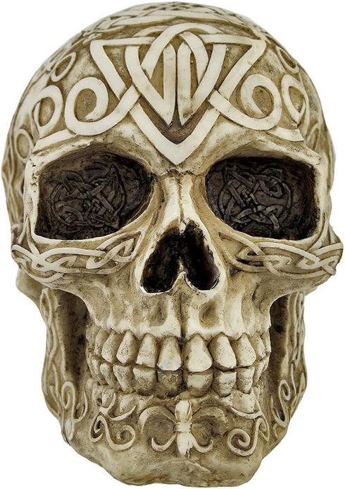 Celtic Owl Knotwork Human Skull Statue Pagan Private Label