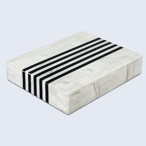 12 6 2 Handicrafts Home Large Decorative Storage Box with Lid Black White Modern Storage Box, Remote Control Organizer