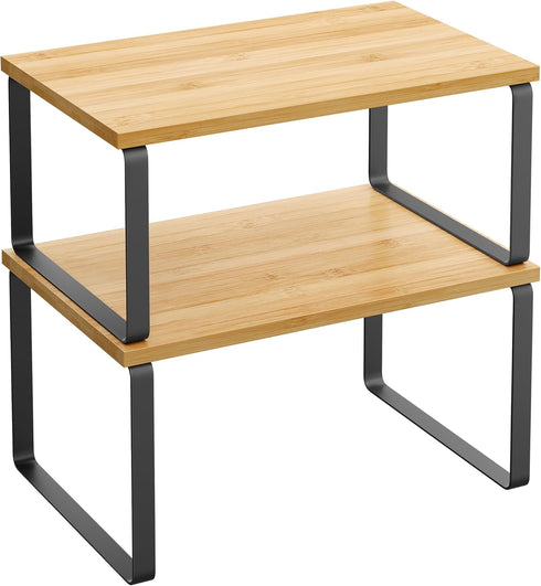 SONGMICS Cabinet Organizer Shelf, Set of 2 Kitchen Counter Shelves, Kitchen Storage,