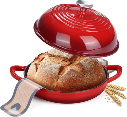 Enamelled Cast Iron Dutch Oven Pot with Lid, Leonyo Dutch Oven for