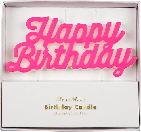 Meri Meri Pink Happy Birthday Candle, Pack of 1