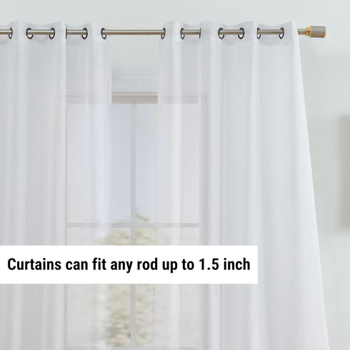 HLC.ME 2 Piece Semi Sheer Voile Short Window Curtain Drapes, Grommet Panels for Small Windows (54" W x 54" L, White)