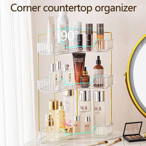 3-Tier Counter Countertop shuang qing Corner Bathroom Organizer Storage Shelf for Makeup, Perfume & Skincare
