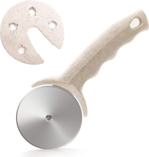 Pizza Cutter Wheel, Stainless Steel Slicer with Cover, Super Sharp and Dishwasher Safe, Beige