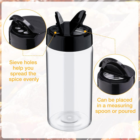 40 Pack 3.5 oz Mimorou Plastic Spice Jar with Shaker Lids Seasoning Containers Plastic Spice Container with Black Lids