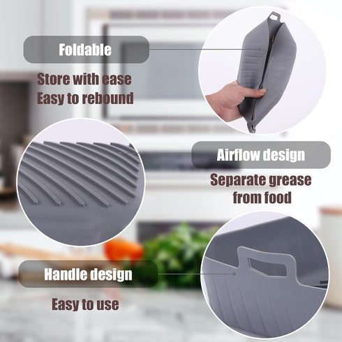 Silicone Liners Square 9 Inches for Large Air Fryer, 4 Pcs Non-stick Reusable Baking Tray Accessories