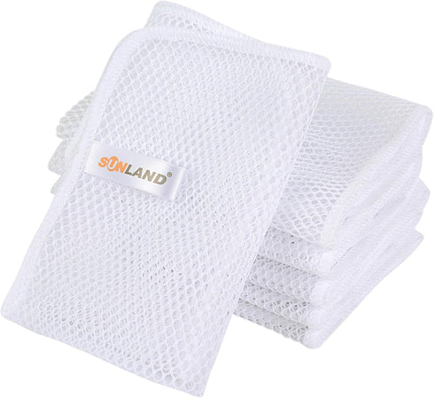 SUNLAND Netted Dish Cloths 6 Pack for Washing Dishes, Fast Drying Mesh Scrubber 12 Inch x 12 Inch White