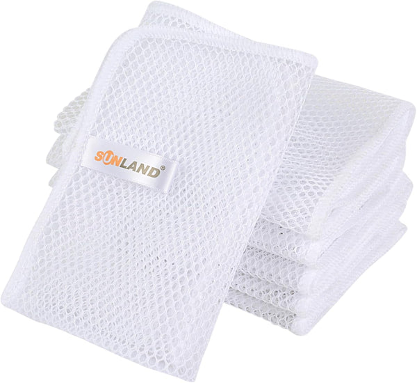 SUNLAND Netted Dish Cloths 6 Pack for Washing Dishes, Fast Drying Mesh Scrubber 12 Inch x 12 Inch White
